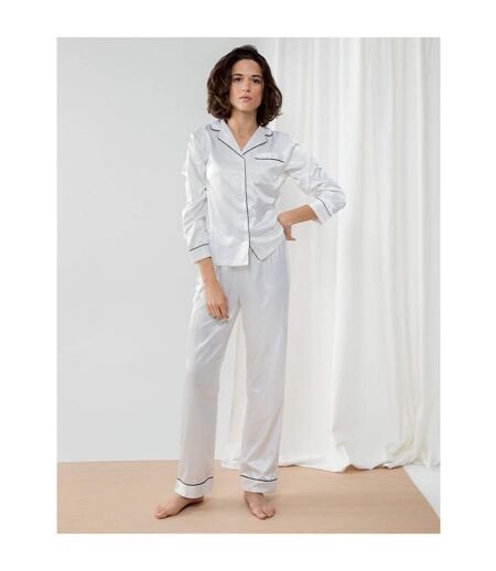 Towel City Womens/Ladies Satin Long Pajamas (White)