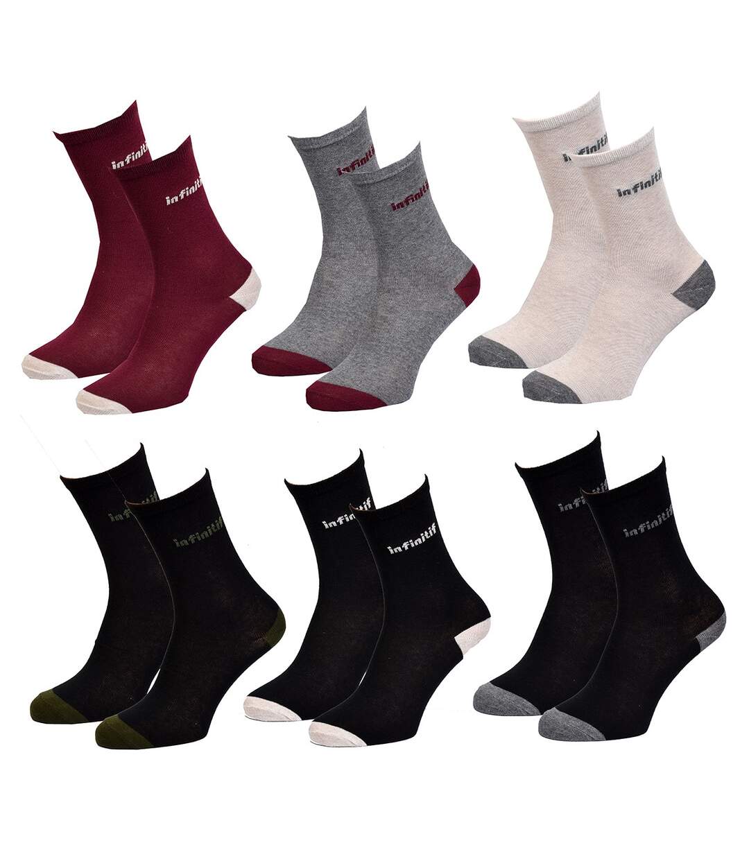 Chaussettes femme INFINITIF Pack de 6 Paires Talon Couleur INFINITIF-1