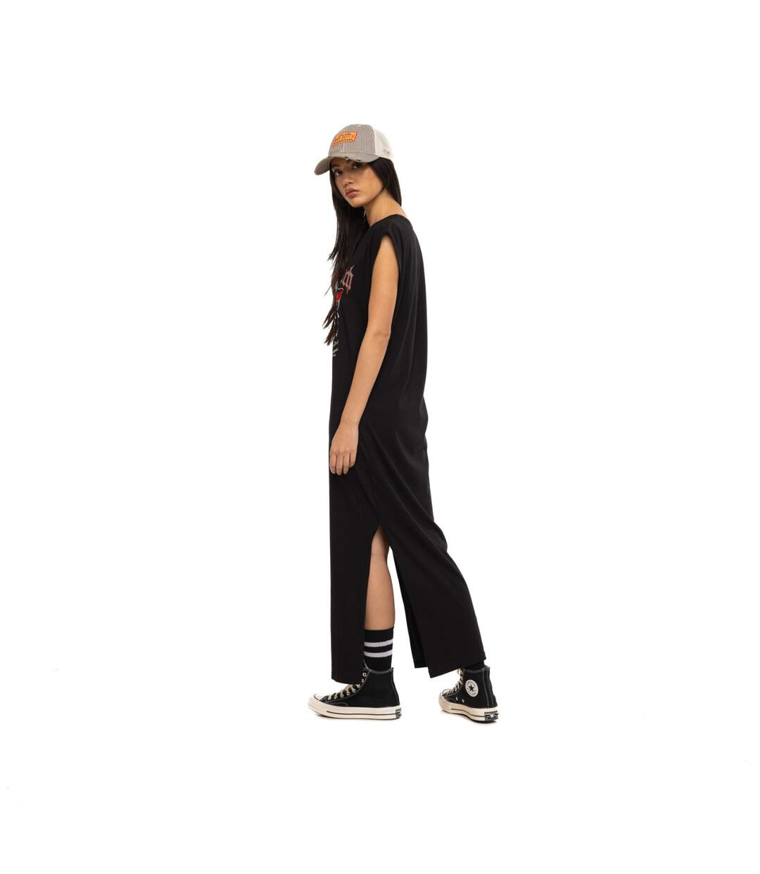 Robe longue col rond sans manches avec print devant South Vondutch-5