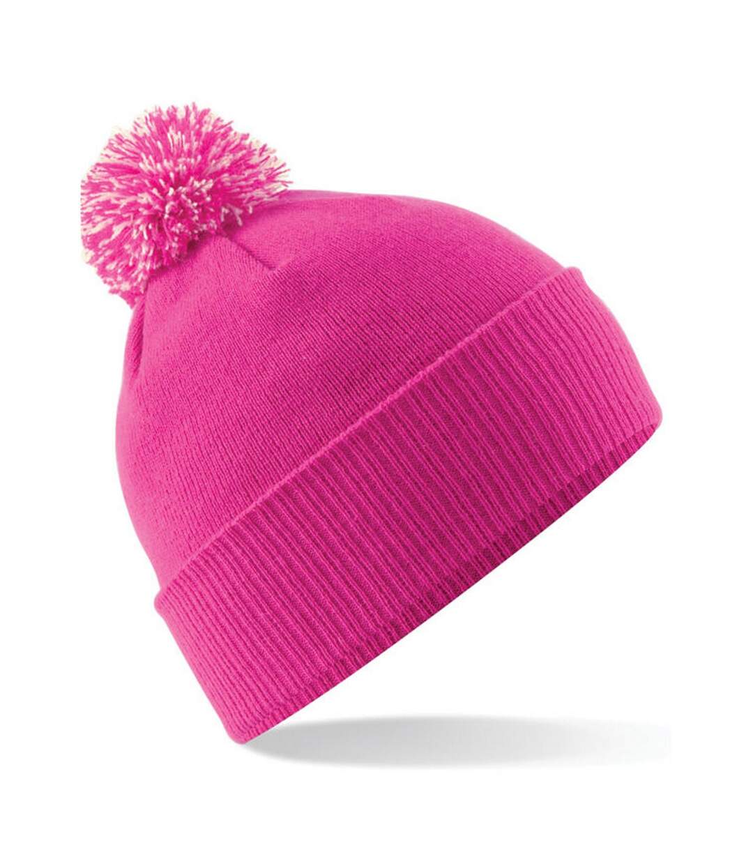 Adultes Bonnet Unisexe Snowstar Fuchsia Blanc Cassé Beechfield-2