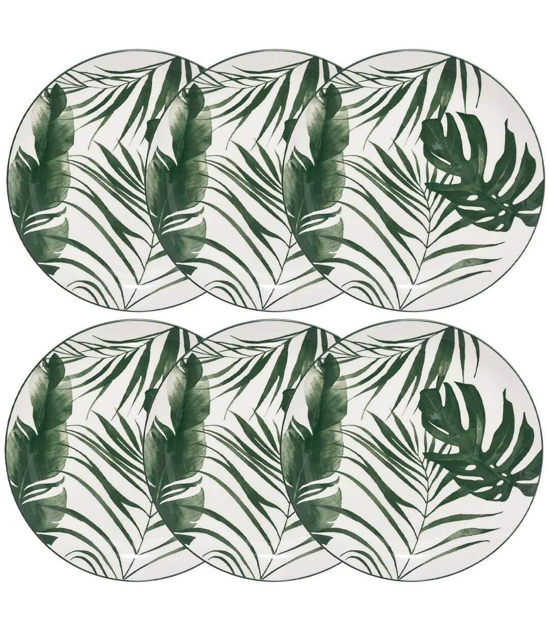 Lot de 6 Assiettes à Dessert Palme 19cm Vert-1