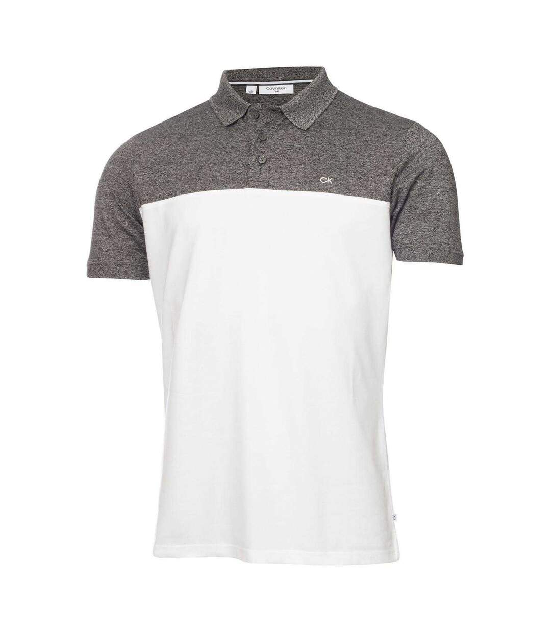 Mens Colour Block Golf Polo Shirt Charcoal White Calvin Klein-1