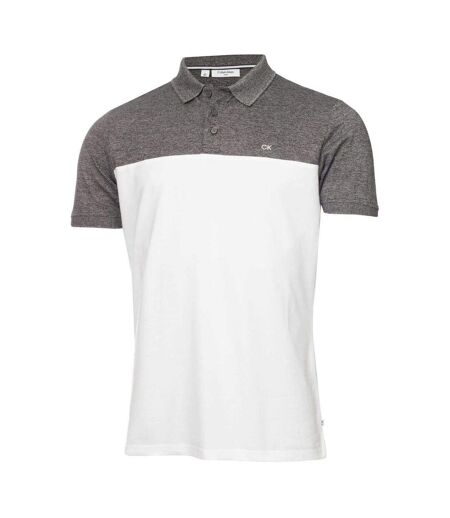Mens Colour Block Golf Polo Shirt Charcoal White Calvin Klein