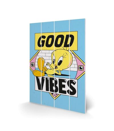 Looney Tunes Good Vibes Plaque (Blue/Yellow) (59cm x 40cm)