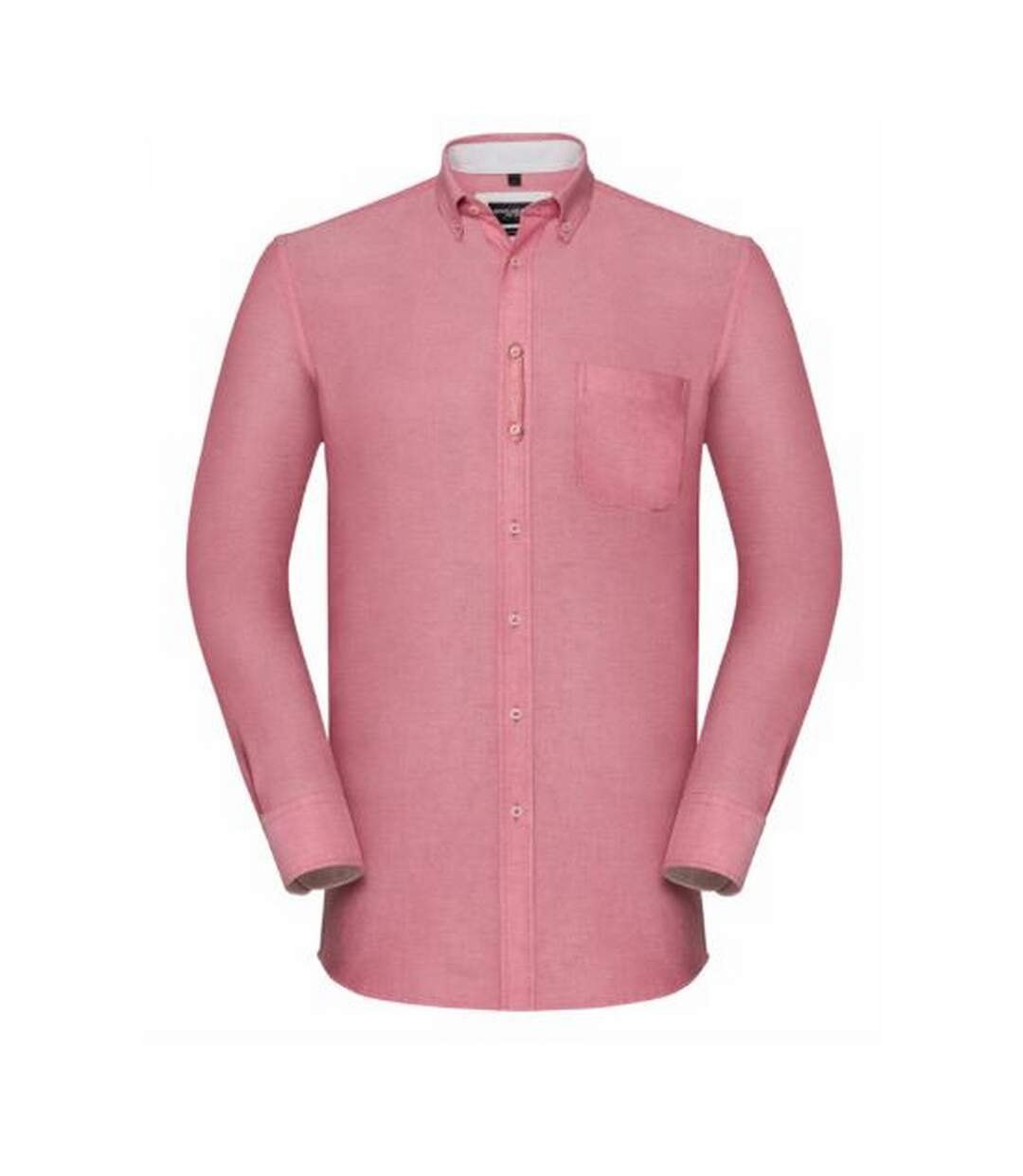 Russell Collection Mens Long Sleeve Tailored Oxford shirt (Oxford Red/Cream)