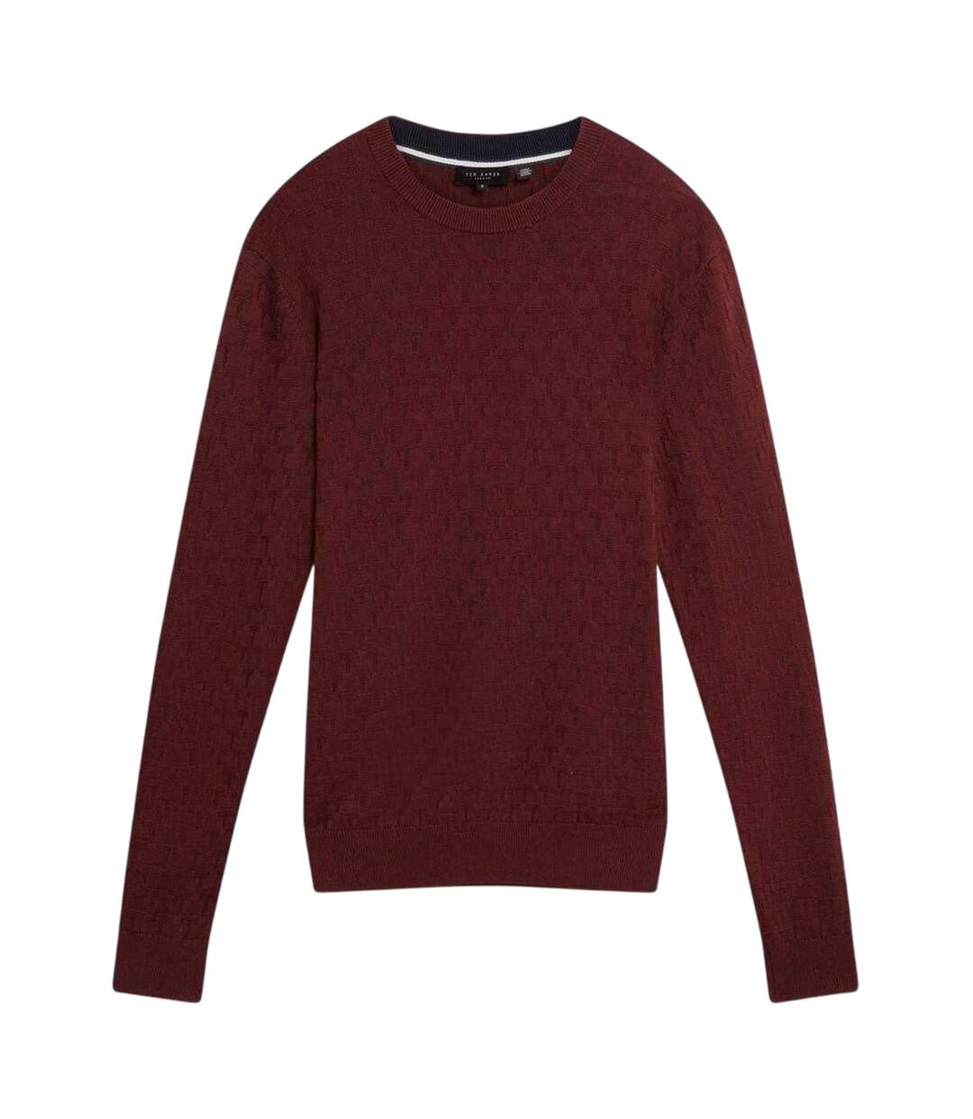 Pull Motif/style Points De Couture Homme Bordeaux Foncé Ted Baker-2