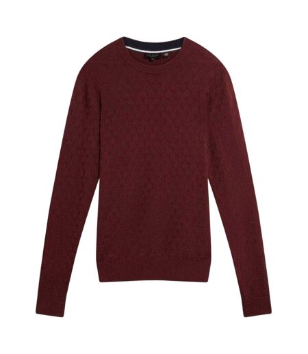 Pull Motif/style Points De Couture Homme Bordeaux Foncé Ted Baker
