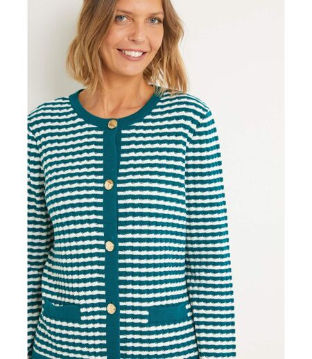 Gilet boutonné rayé chic avec col rond