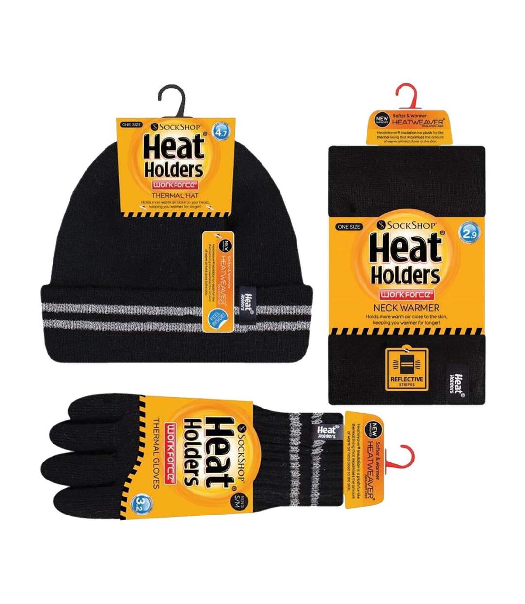 Mens Reflective Cold Weather Workwear Set: Hat, Neck Warmer & Gloves-2