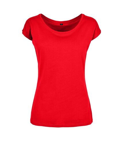 Build Your Brand Womens/Ladies Wide Neck T-Shirt (City Red)