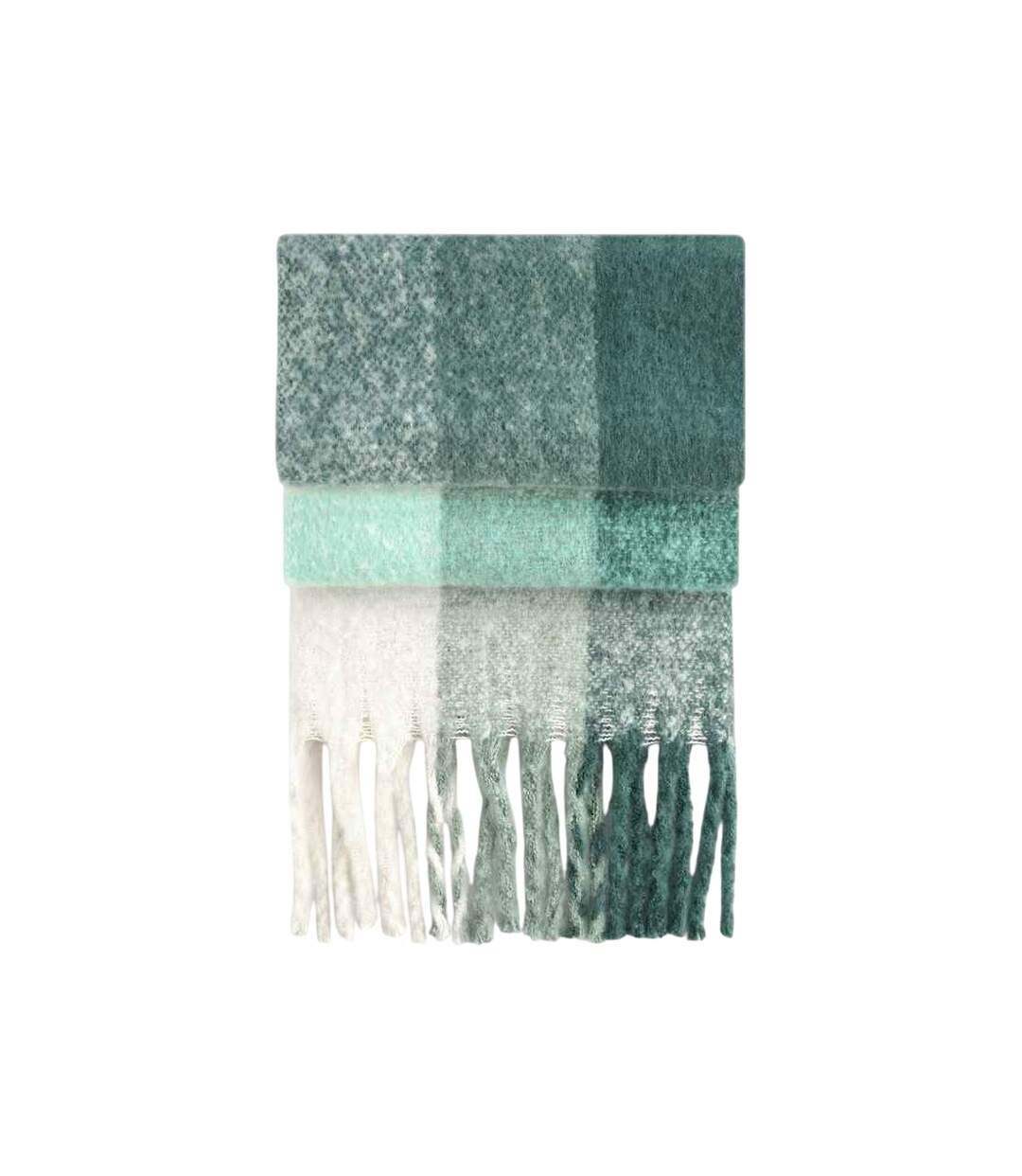 Checkered Fluffy Scarf One Size Green Beechfield-1