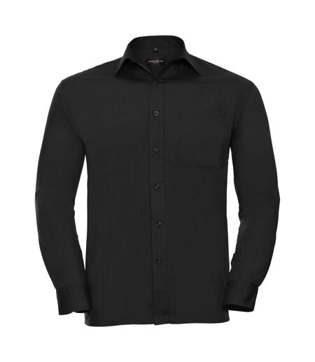 Russell Collection Mens Long Sleeve Easy Care Poplin Shirt (Black)