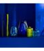 Vase Déco en Verre Stripe 35cm Bleu-3