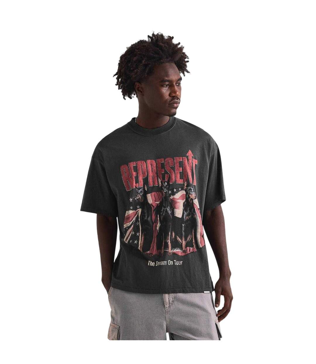 Mens Logo Oversized T-shirt Faded Grey Represent-4