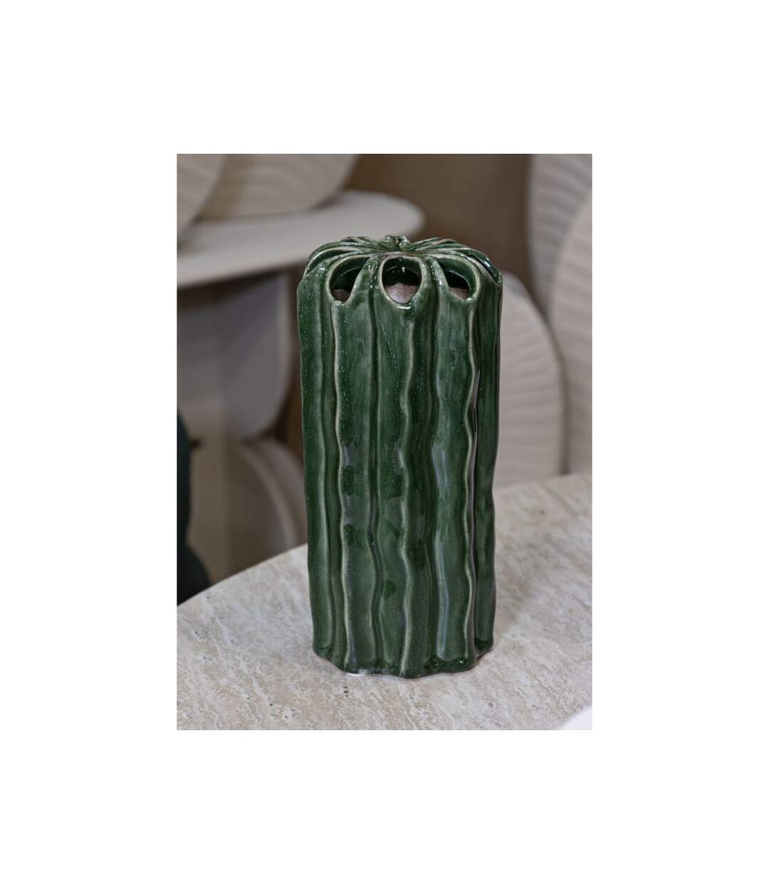Vase en Céramique Cactus 23cm Vert-4