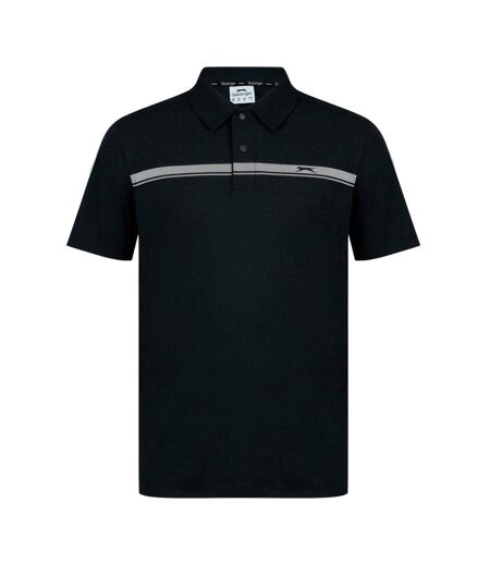 Mens Contrast Striped Golf Polo Shirt Black Slazenger