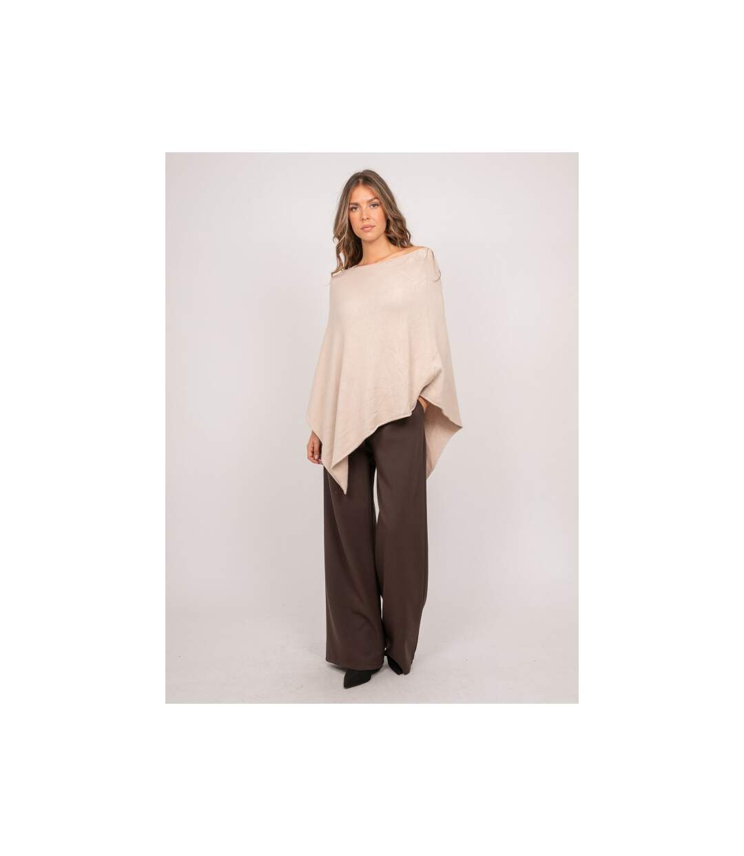 Pull poncho asymétrique maille fine KUVENE - Dona X Lisa-4