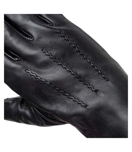 Mens Sheepskin 3 Point Stitch Glove Black Pretty Green