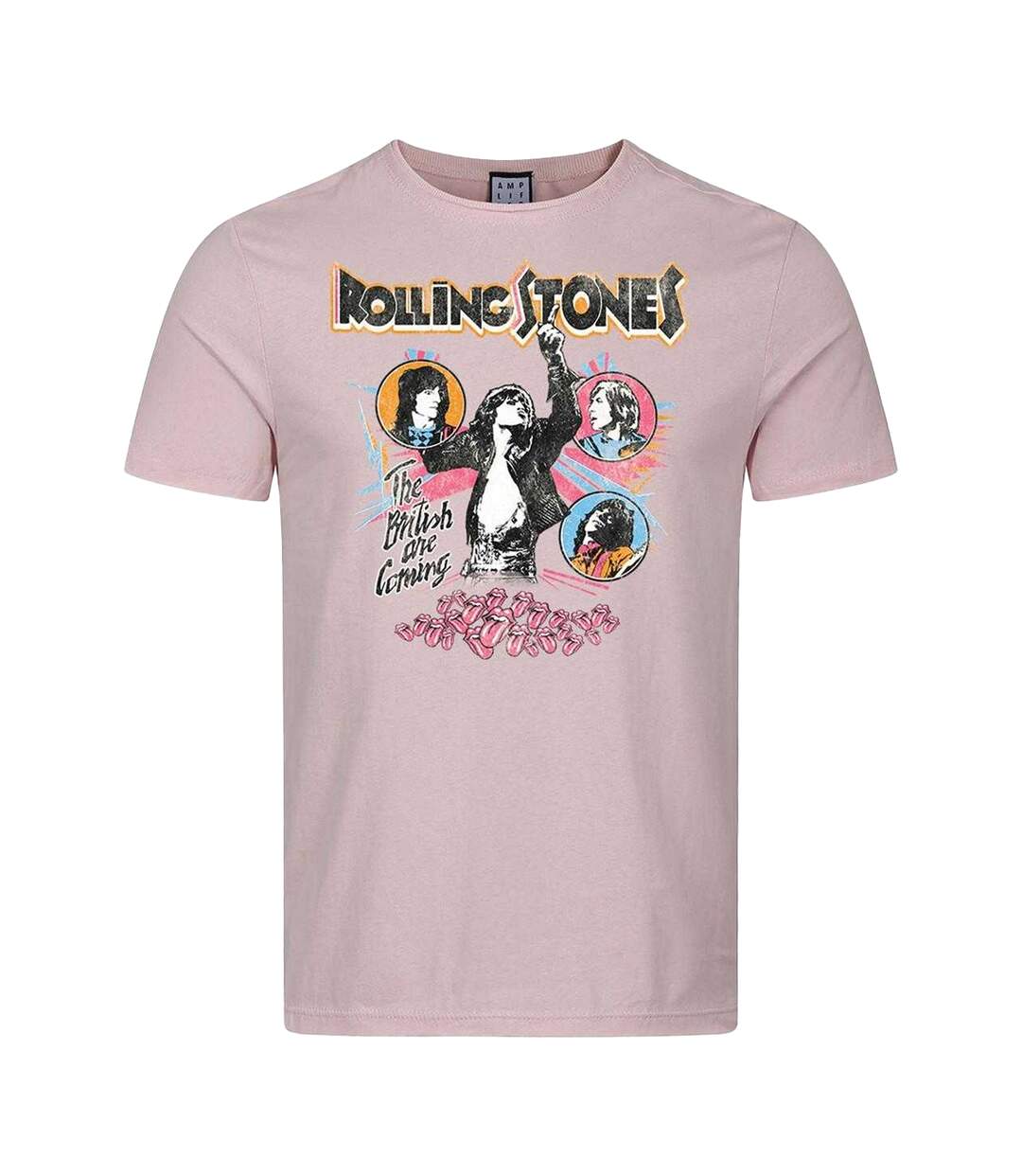 T-shirt Motif/style The Rolling Stones British Are Coming Adulte Rose Amplified-1