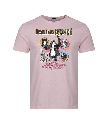 T-shirt Motif/style The Rolling Stones British Are Coming Adulte Rose Amplified