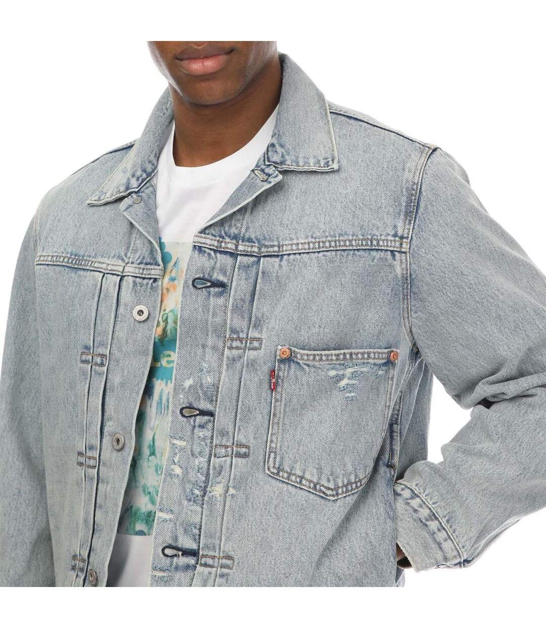 Veste Camionneur Homme Bleu Denim Levis-4