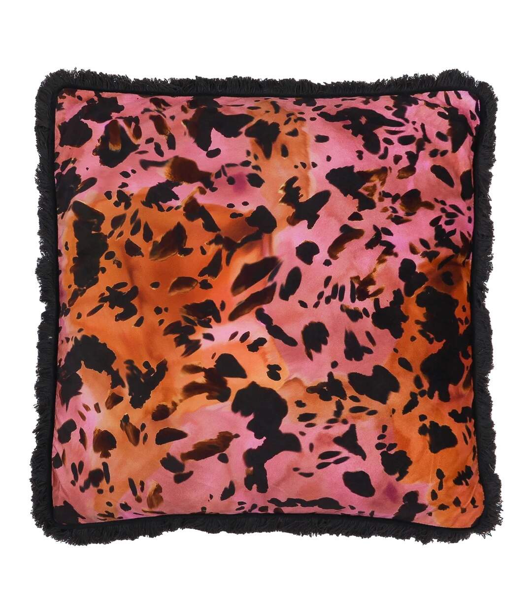 Colette fringed satin animal print cushion cover 45cm x 45cm multicoloured Paoletti