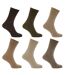 Mens Stay Up Non Elastic Diabetic Socks (Pack Of 6) (Brown/Beige/Olive) - UTMB250