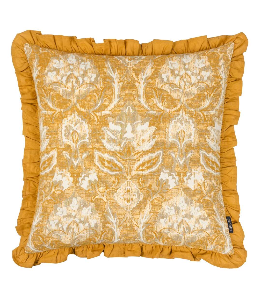 Kirkton pleated floral cushion cover 50cm x 50cm ochre Paoletti