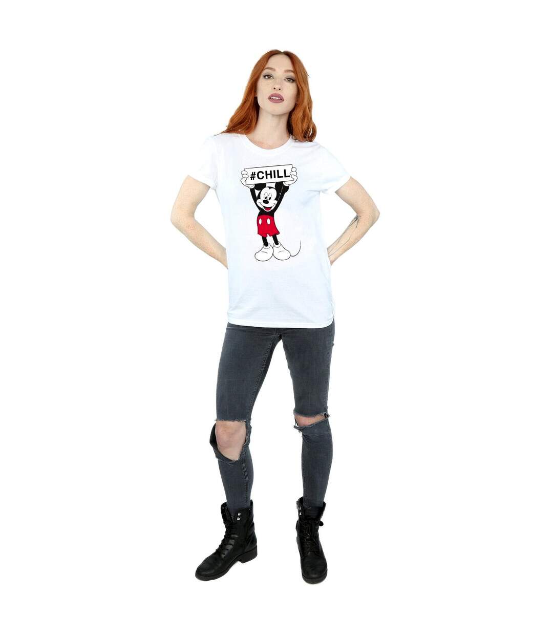 Disney Femme/Les femmes - Mickey Mouse Chill Cotton Boyfriend T-Shirt (Blanc) - UTBI36037-4