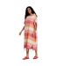 Womens/ladies talia contrast striped recycled tassel poncho pink Animal