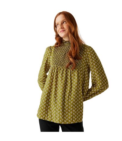 Womens/ladies Orla Kiely Clover Winter Blouse Olive Regatta
