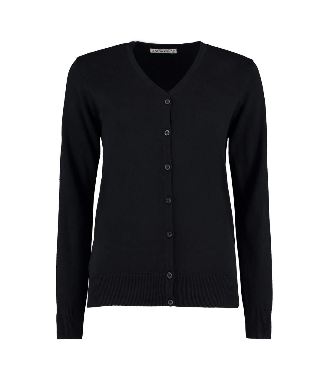 Womens/ladies arundel v neck long-sleeved cardigan black Kustom Kit