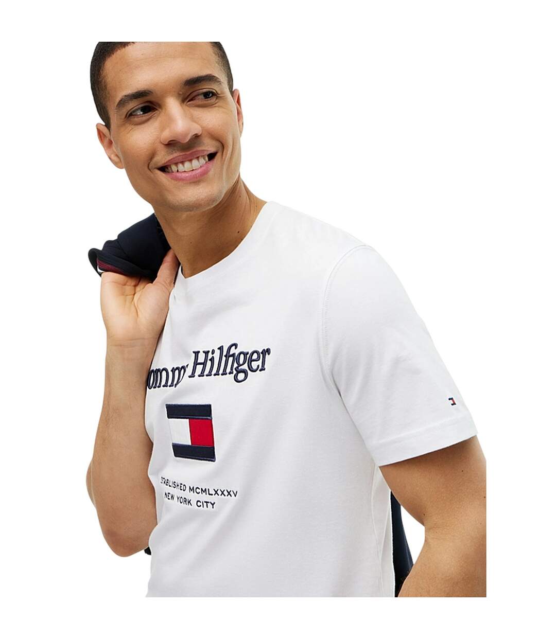 T-shirt Motif/style Drapeau Homme Blanc Tommy Hilfiger-4