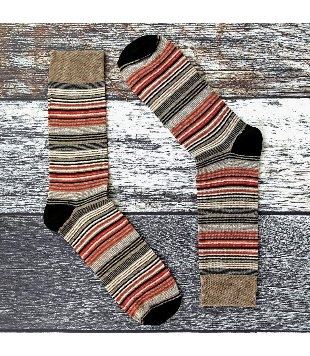 6 Pack Mens Colourful Striped Patterned Dress Cotton Socks in 7 Styles-4