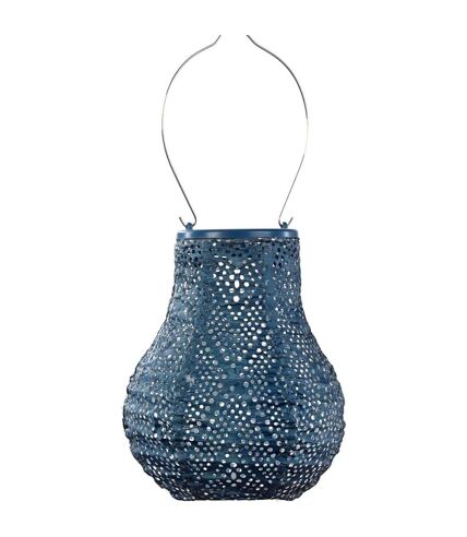 Lanterne solaire Bulb 16 cm Ikat - Bleu pétrole