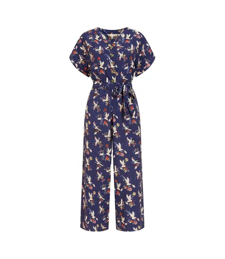 Womens/ladies Crane Jumpsuit Navy Yumi