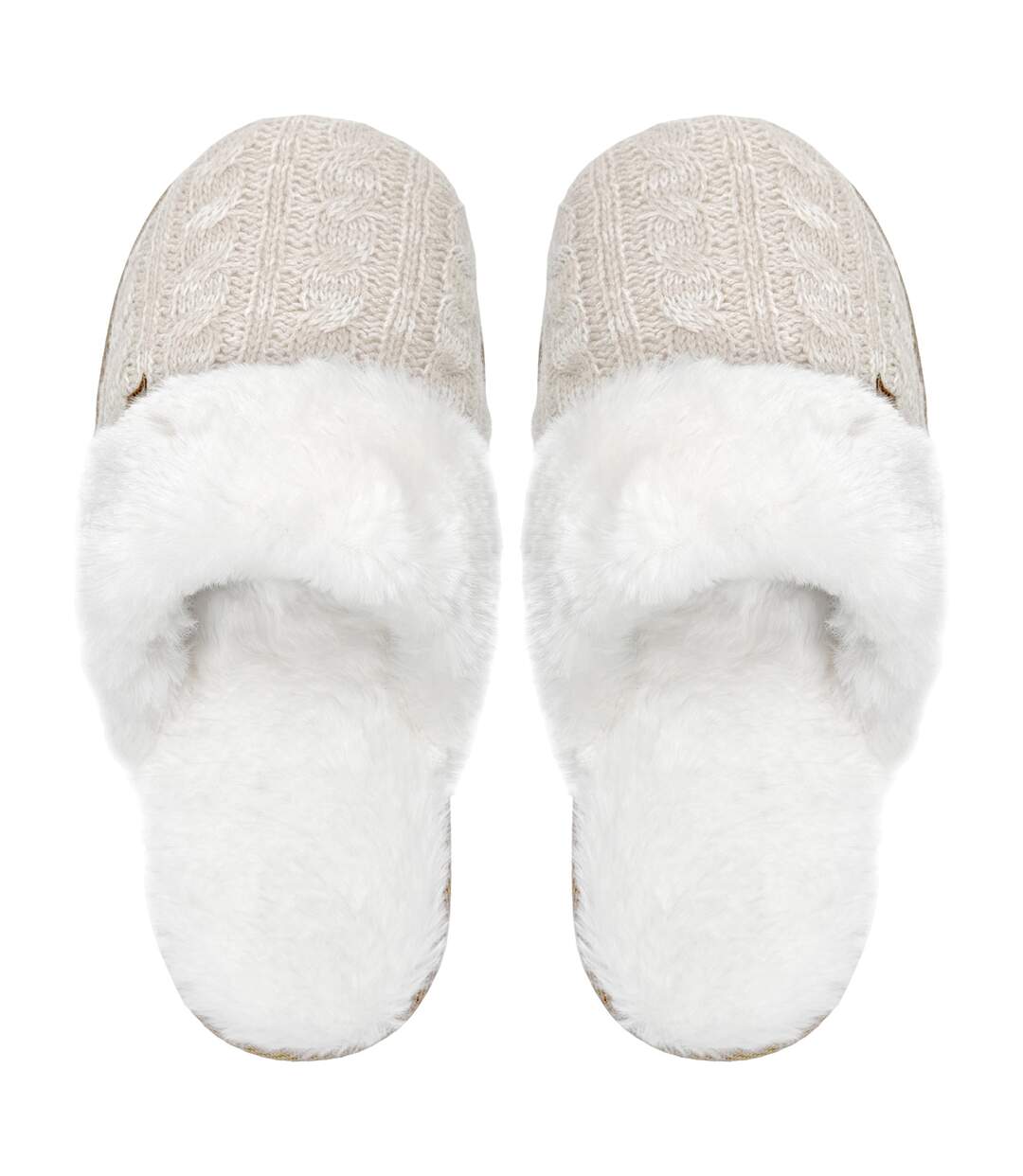 Heat Holders - Chaussons femmes thermiques en fausse fourrure et tricot torsadé-2