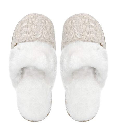Heat Holders - Chaussons femmes thermiques en fausse fourrure et tricot torsadé