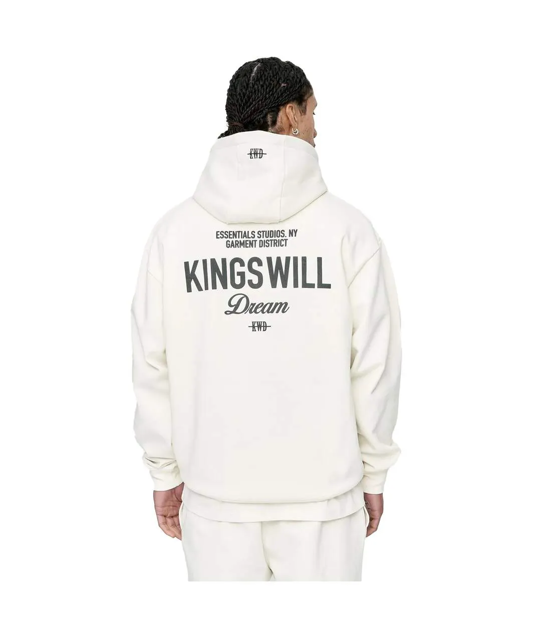 Mens Studio Garment District Back Print Hoodie White Kings Will Dream-3