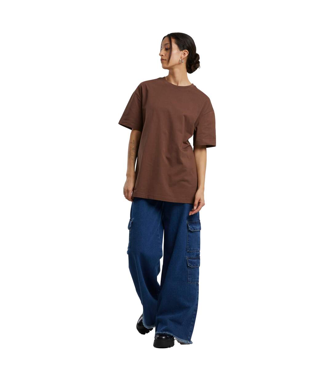 T-shirt Femme Marron Foncé Build Your Brand-1