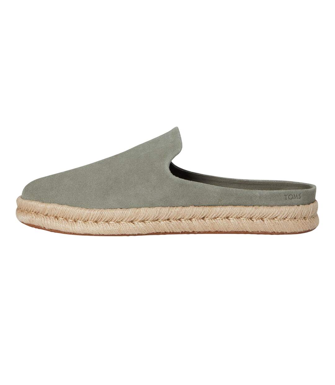 Mens Santiago Leather Mules Vetiver Grey Toms-3