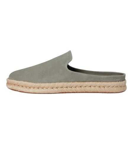 Mens Santiago Leather Mules Vetiver Grey Toms