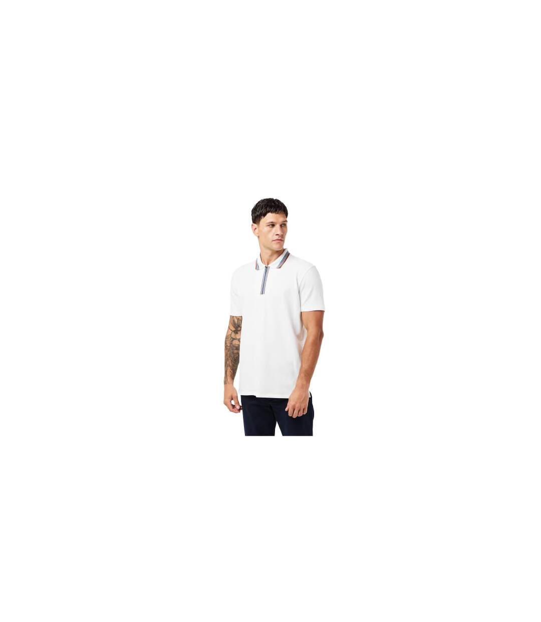 Mens Quarter Zip Polo Shirt White Paul Smith-1