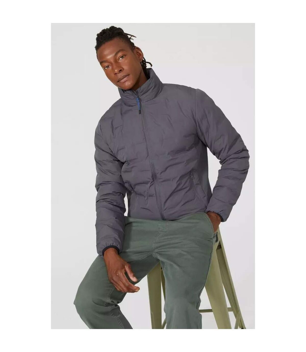 Mantaray Mens Hybrid Funnel Neck Padded Jacket (Dark Grey)