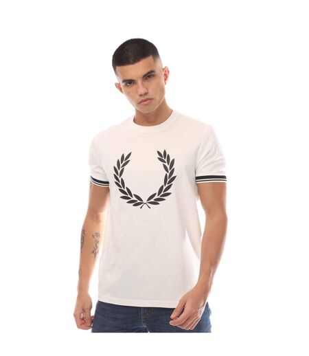 Mens Logo Printed T-shirt White Fred Perry