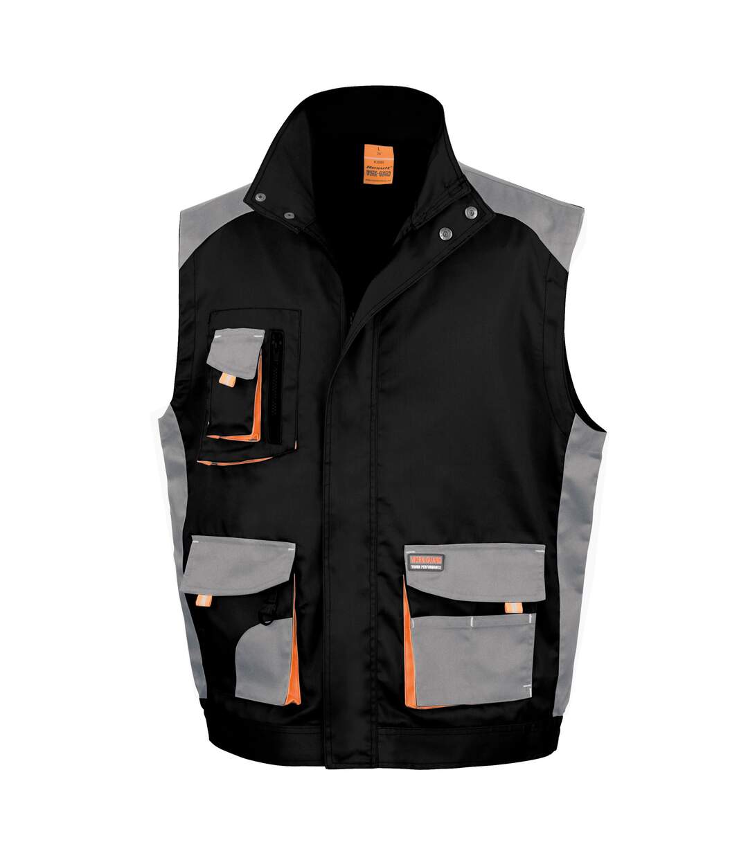 Veste Sans Manches Adulte Gris Noir Orange WORK-GUARD By Result-2