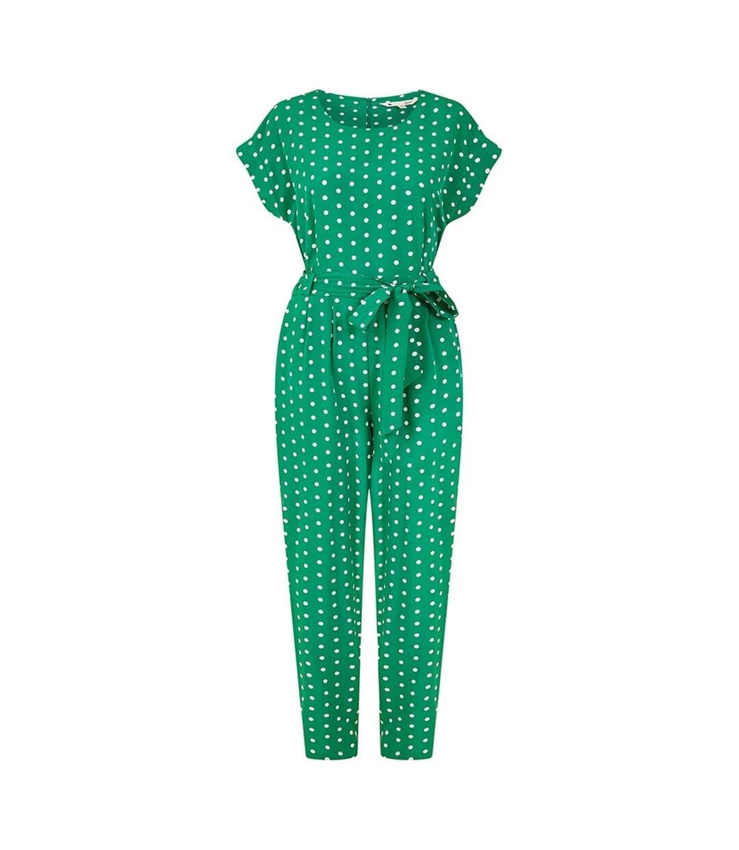 Womens/ladies Polka Dot Regular Jumpsuit Green Yumi-1
