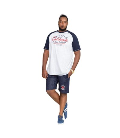 Mens D555 Sparrow California Surf Riders Printed Kingsize Raglan T-shirt Off White Marl Duke