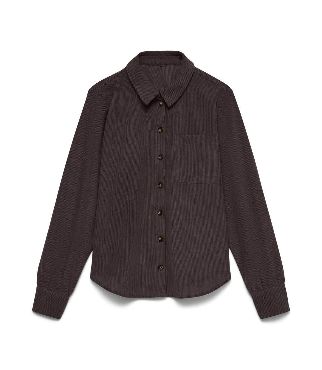 Chemise en velours marron femme vero moda  pocket-1