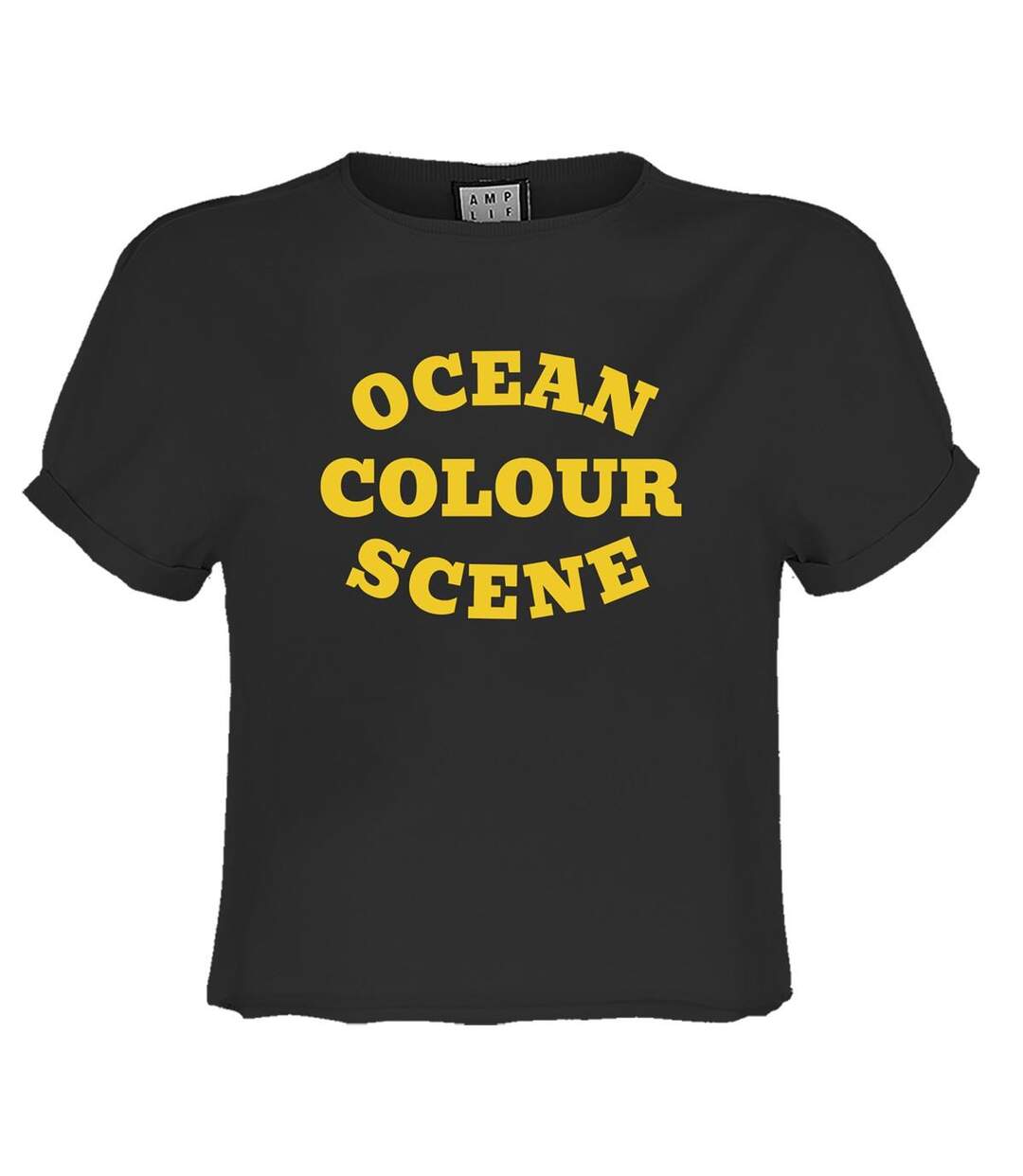 Womens/ladies Ocean Colour Scene Logo Crop Top Charcoal Amplified-1